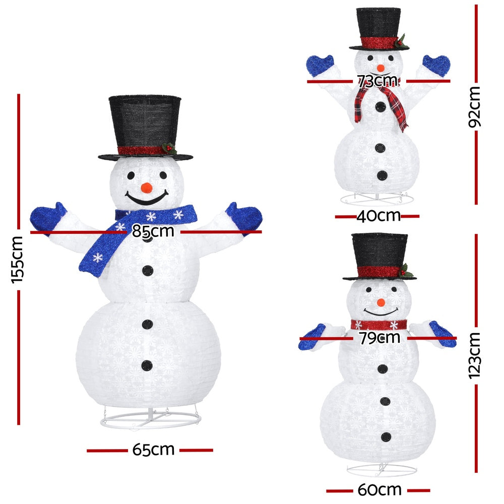 3 PCS Christmas Lights 330 LED Fairy Light Snowman Decorations Jingle Jollys MAS-MOT-SNOW-3PCS-WH