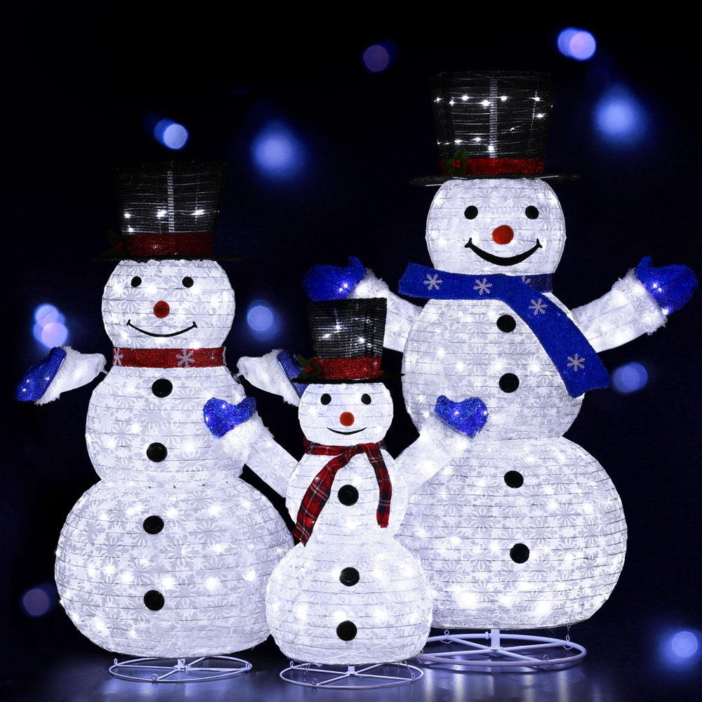 3 PCS Christmas Lights 330 LED Fairy Light Snowman Decorations Jingle Jollys MAS-MOT-SNOW-3PCS-WH