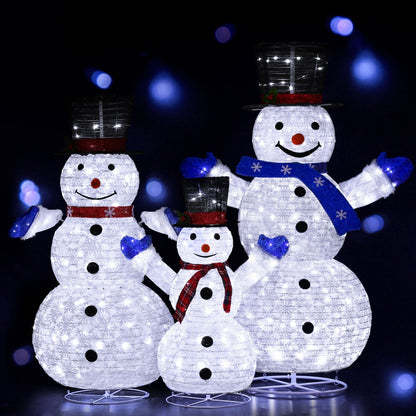 3 PCS Christmas Lights 330 LED Fairy Light Snowman Decorations Jingle Jollys MAS-MOT-SNOW-3PCS-WH