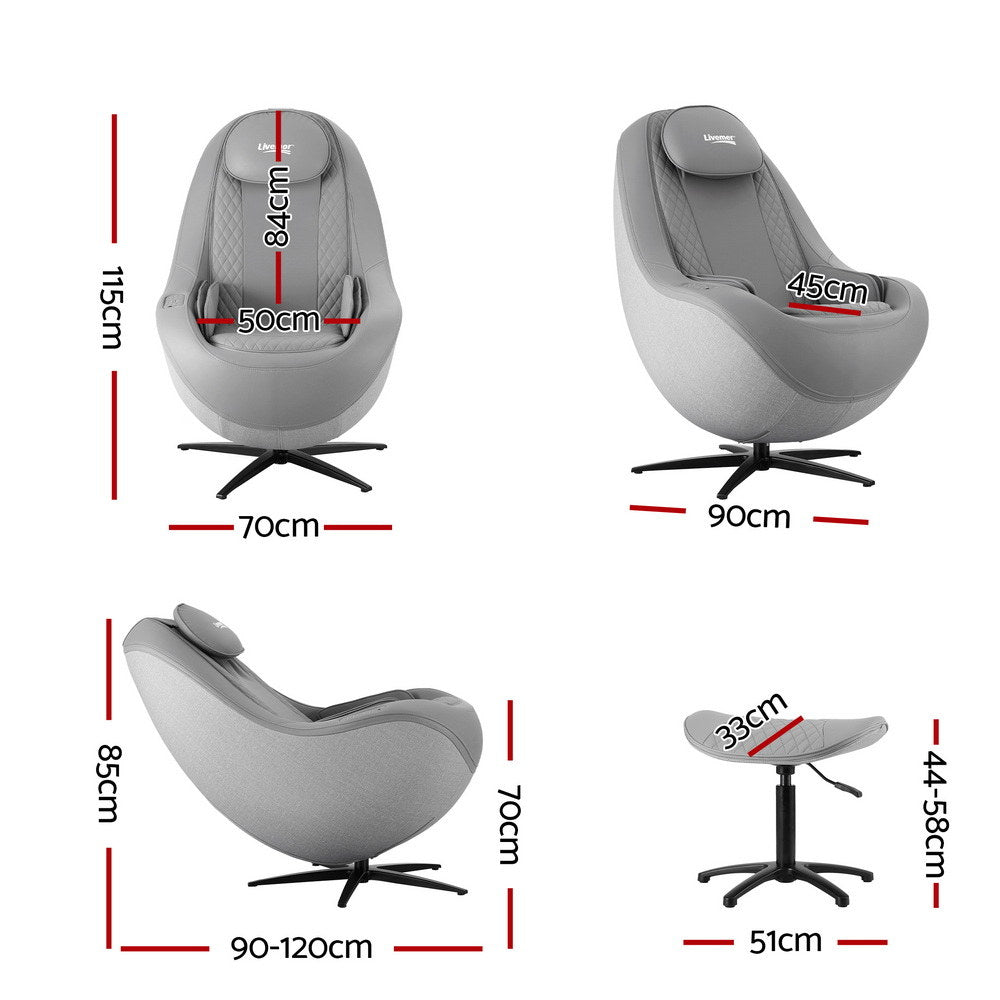Livemor Massage Chair Electric Recliner Home Massager 3D ROLI MASCHR-3D-ROLI-GY