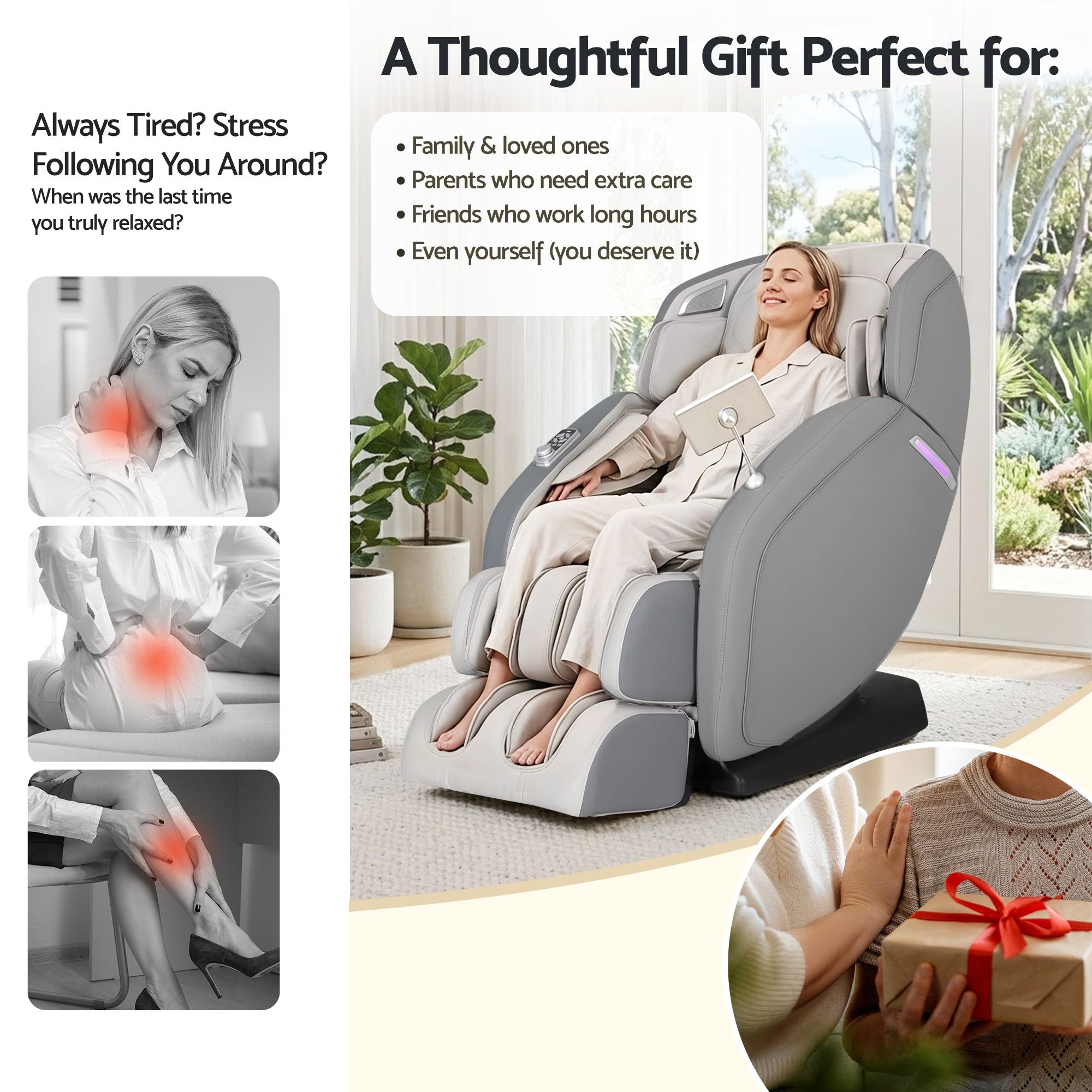 Livemor 4D Massage Chair Recliner - Full Body SL-Track Zero Gravity with AI Body Scan, Deep Tissue Electric MASCHR-4D-1AIR-GRBG