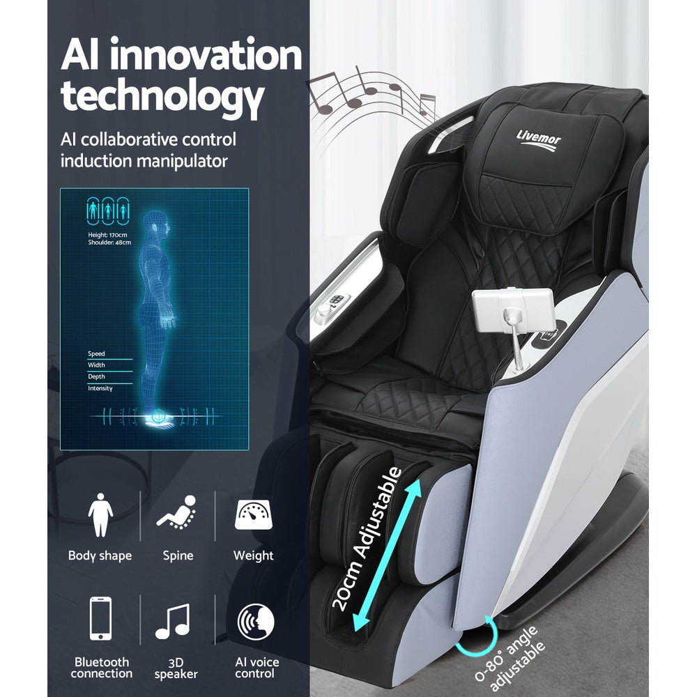 Livemor 4D Massage Chair Electric Recliner Home Massager Garin MASCHR-4D-1GEAR-BKBU