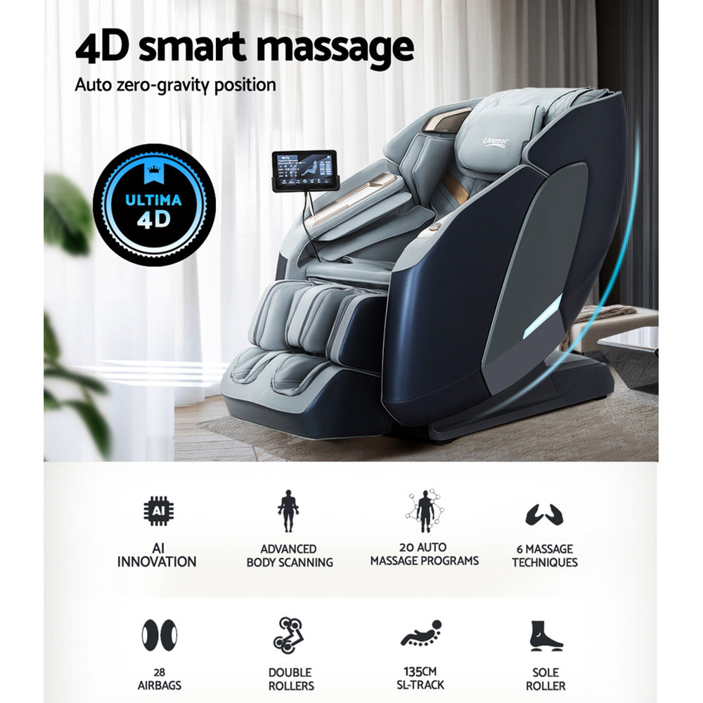 Livemor 4D Massage Chair Recliner SL Track Full Body Zero Gravity Massager Heated AI Body Scan Melisa MASCHR-4D-2GEAR-BUGR