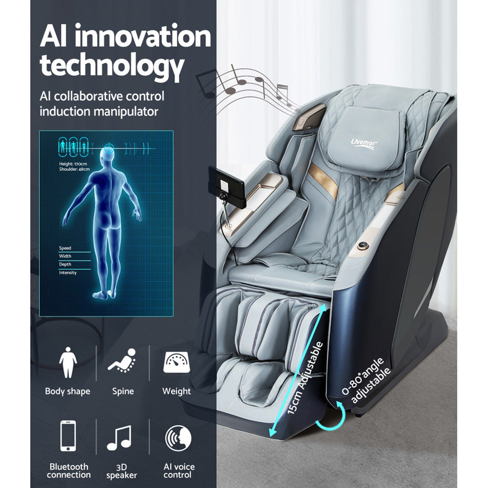 Livemor 4D Massage Chair Recliner SL Track Full Body Zero Gravity Massager Heated AI Body Scan Melisa MASCHR-4D-2GEAR-BUGR
