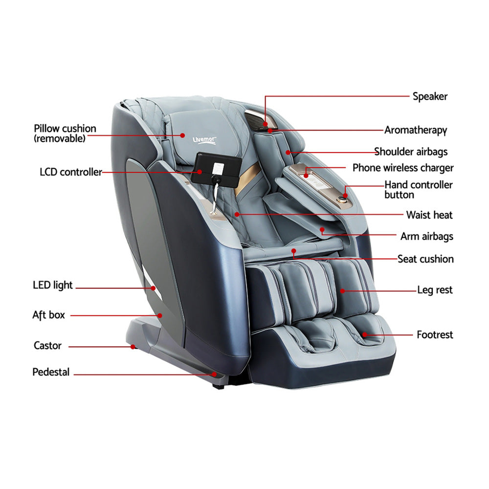 Livemor 4D Massage Chair Recliner SL Track Full Body Zero Gravity Massager Heated AI Body Scan Melisa MASCHR-4D-2GEAR-BUGR