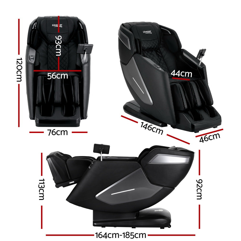 Livemor 4D Massage Chair Recliner SL Track Full Body Zero Gravity Massager Heated AI Body Scan REILY MASCHR-4D-REILY-BK