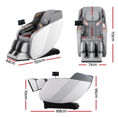Livemor Massage Chair Electric Recliner Double Core Mechanism Massager ROWA White MASCHR-4D-ROWA-WHGY