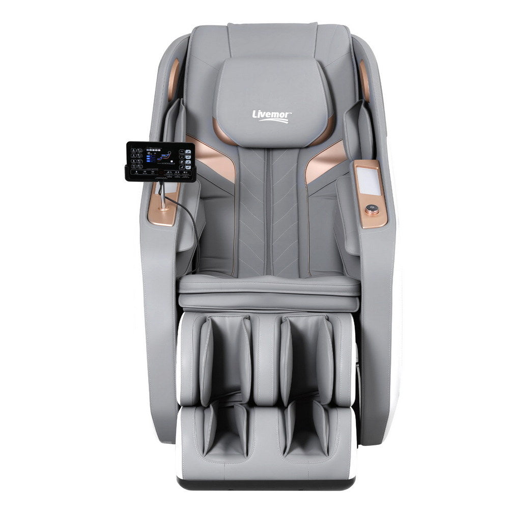 Livemor Massage Chair Electric Recliner Double Core Mechanism Massager ROWA White MASCHR-4D-ROWA-WHGY