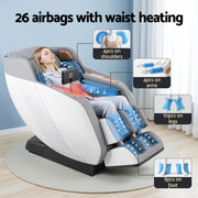 Livemor Massage Chair Electric Recliner Double Core Mechanism Massager ROWA White MASCHR-4D-ROWA-WHGY