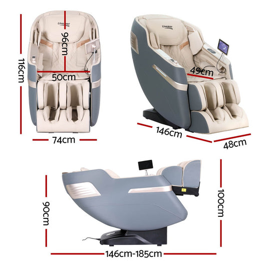 Livemor 4D Massage Chair Recliner SL Track Full Body Zero Gravity Massager Heated AI Body Scan SINA MASCHR-4D-SINA-GY