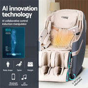 Livemor 4D Massage Chair Recliner SL Track Full Body Zero Gravity Massager Heated AI Body Scan SINA MASCHR-4D-SINA-GY