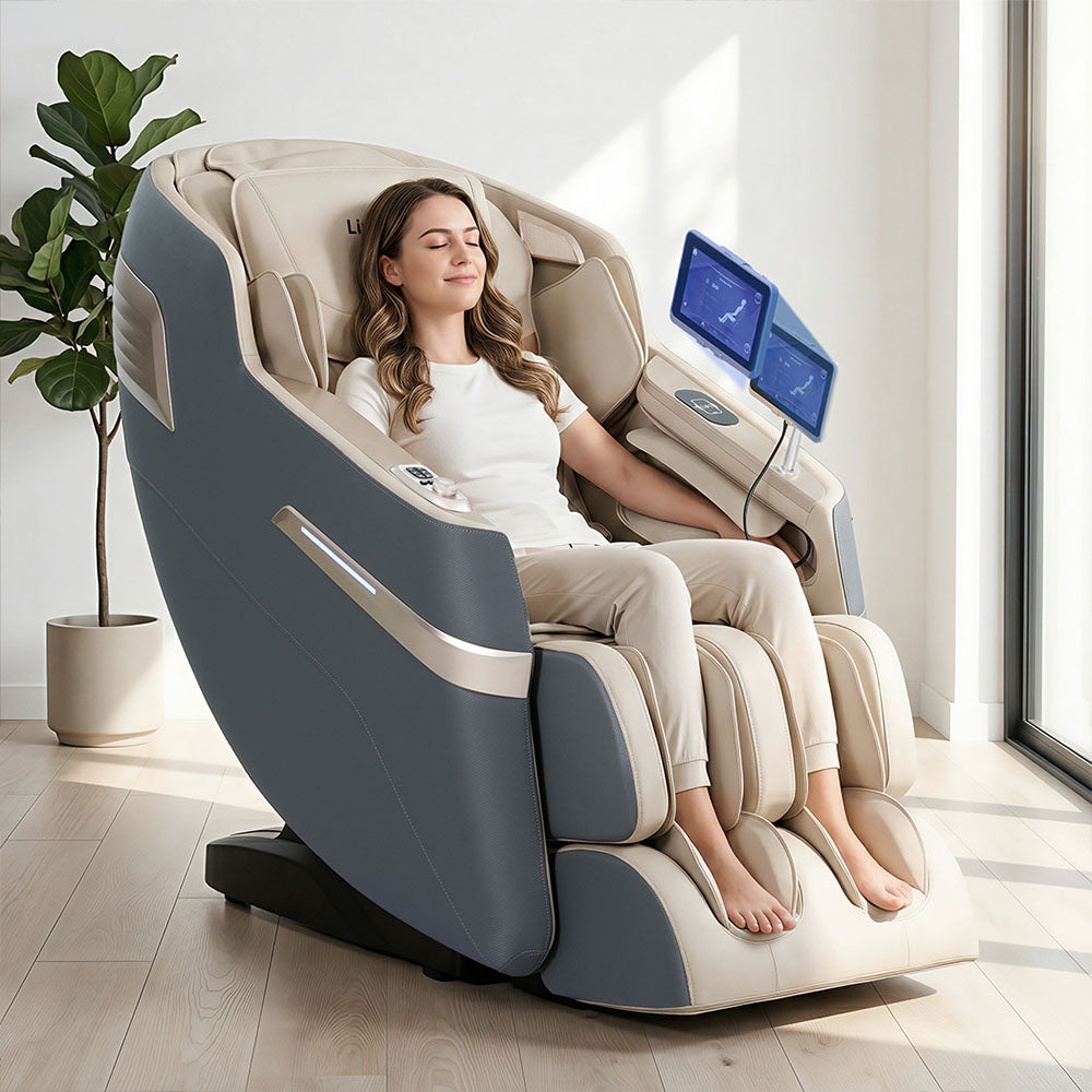 Livemor 4D Massage Chair Recliner SL Track Full Body Zero Gravity Massager Heated AI Body Scan SINA MASCHR-4D-SINA-GY