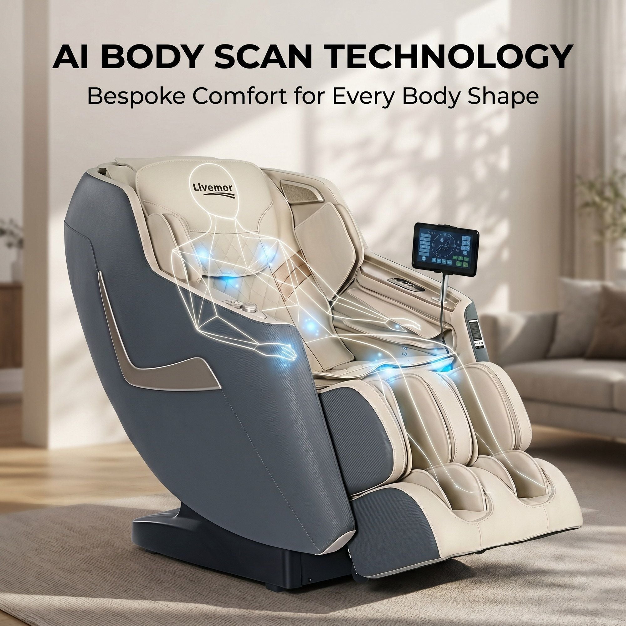 Livemor Massage Chair Electric Recliner Home Massager 3D Opal MASCHR-B-3D-OPAL-GY