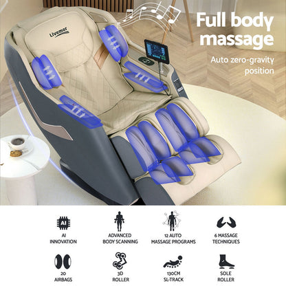 Livemor Massage Chair Electric Recliner Home Massager 3D Opal MASCHR-B-3D-OPAL-GY