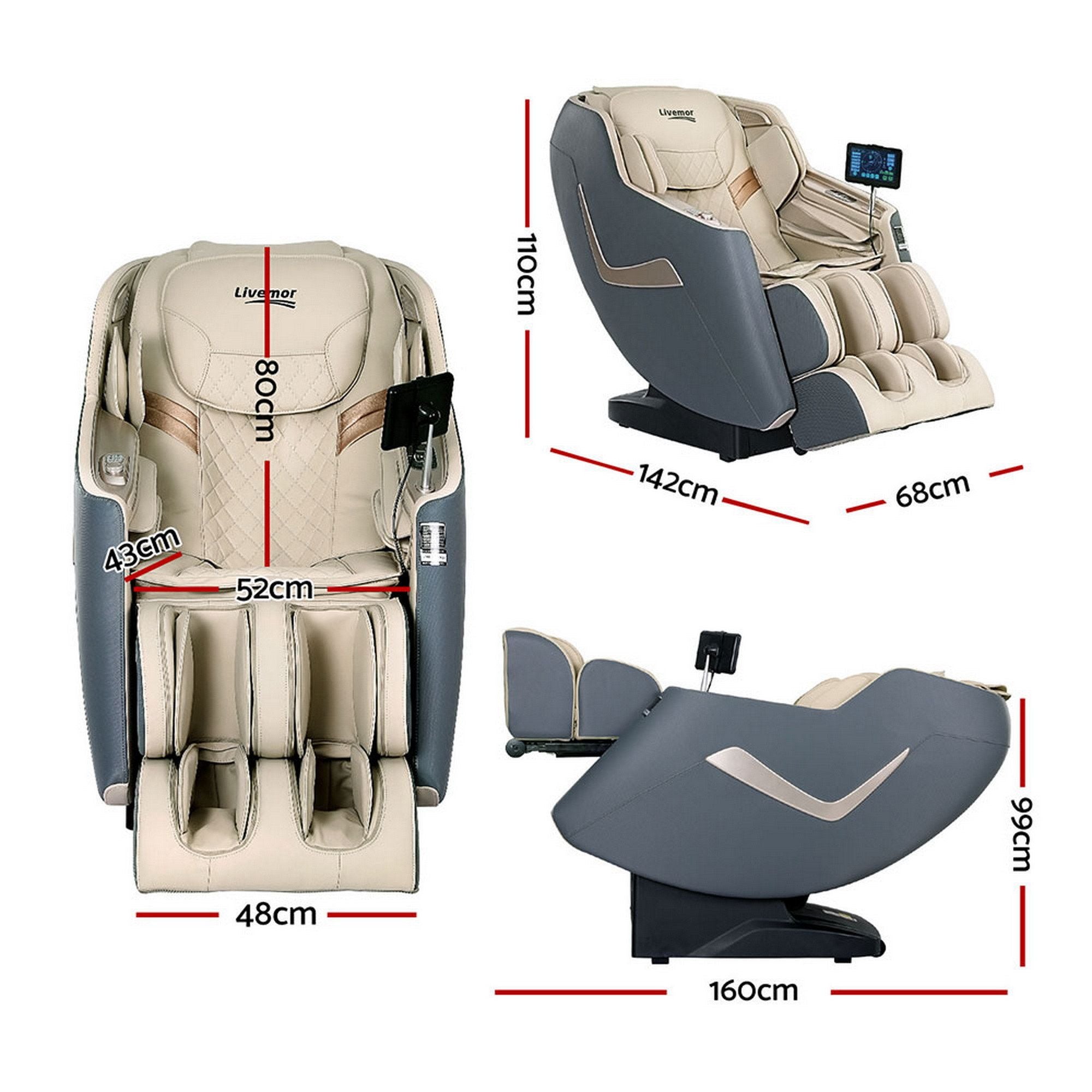 Livemor Massage Chair Electric Recliner Home Massager 3D Opal MASCHR-B-3D-OPAL-GY