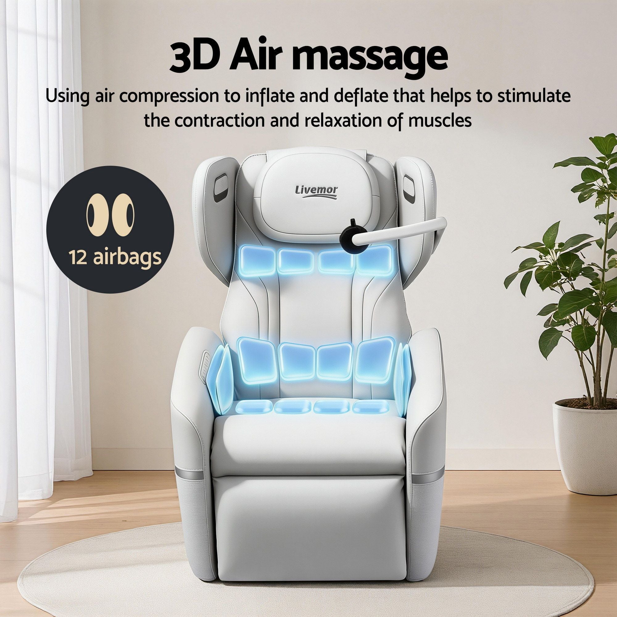 Livemor Massage Chair Electric Vibration Recliner Chair ZENO MASCHR-E-ZENO-BG
