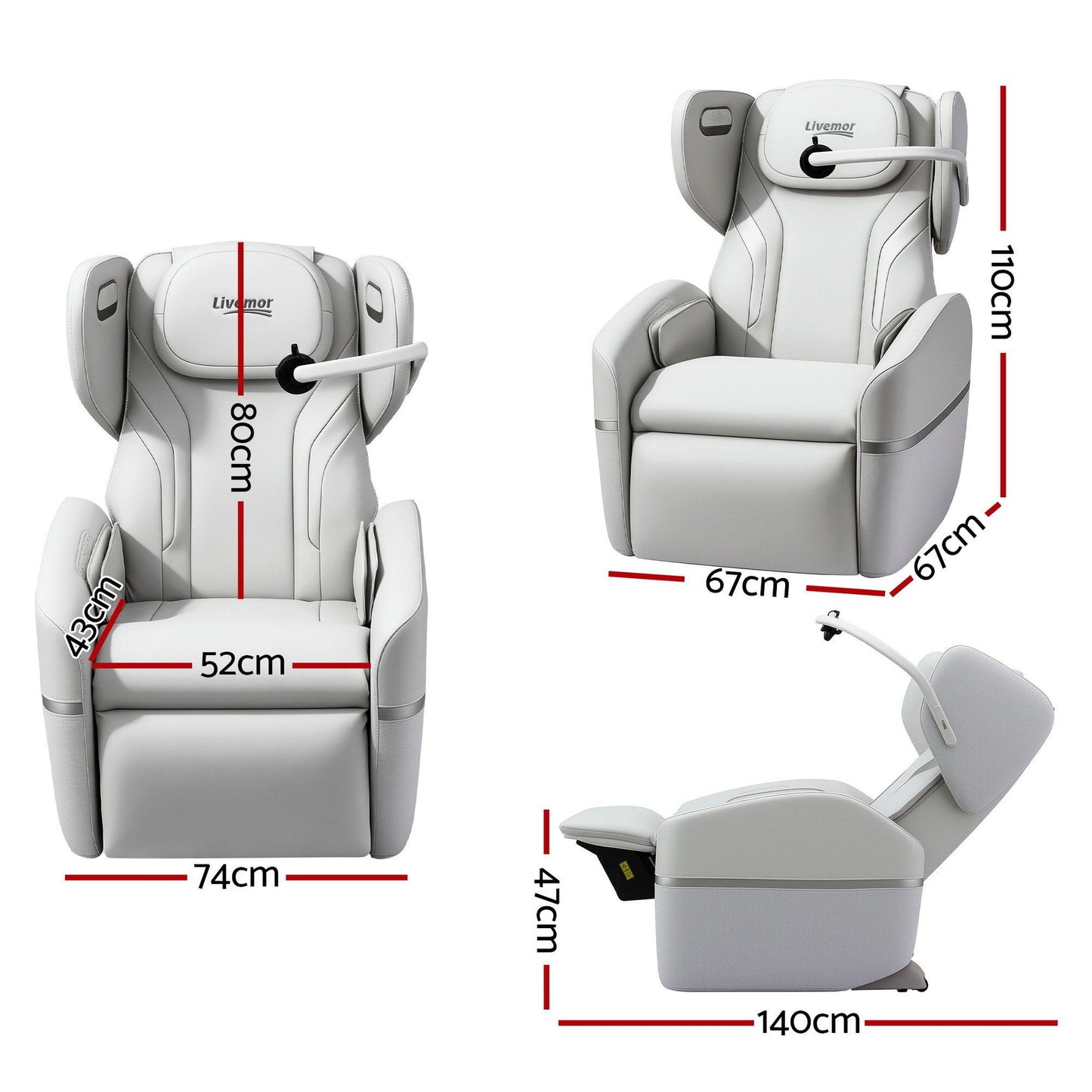 Livemor Massage Chair Electric Vibration Recliner Chair ZENO MASCHR-E-ZENO-BG