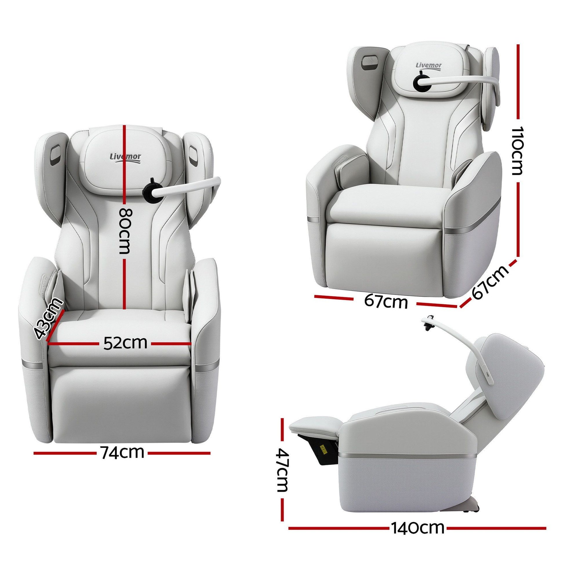 Livemor Massage Chair Electric Vibration Recliner Chair ZENO MASCHR-E-ZENO-BG