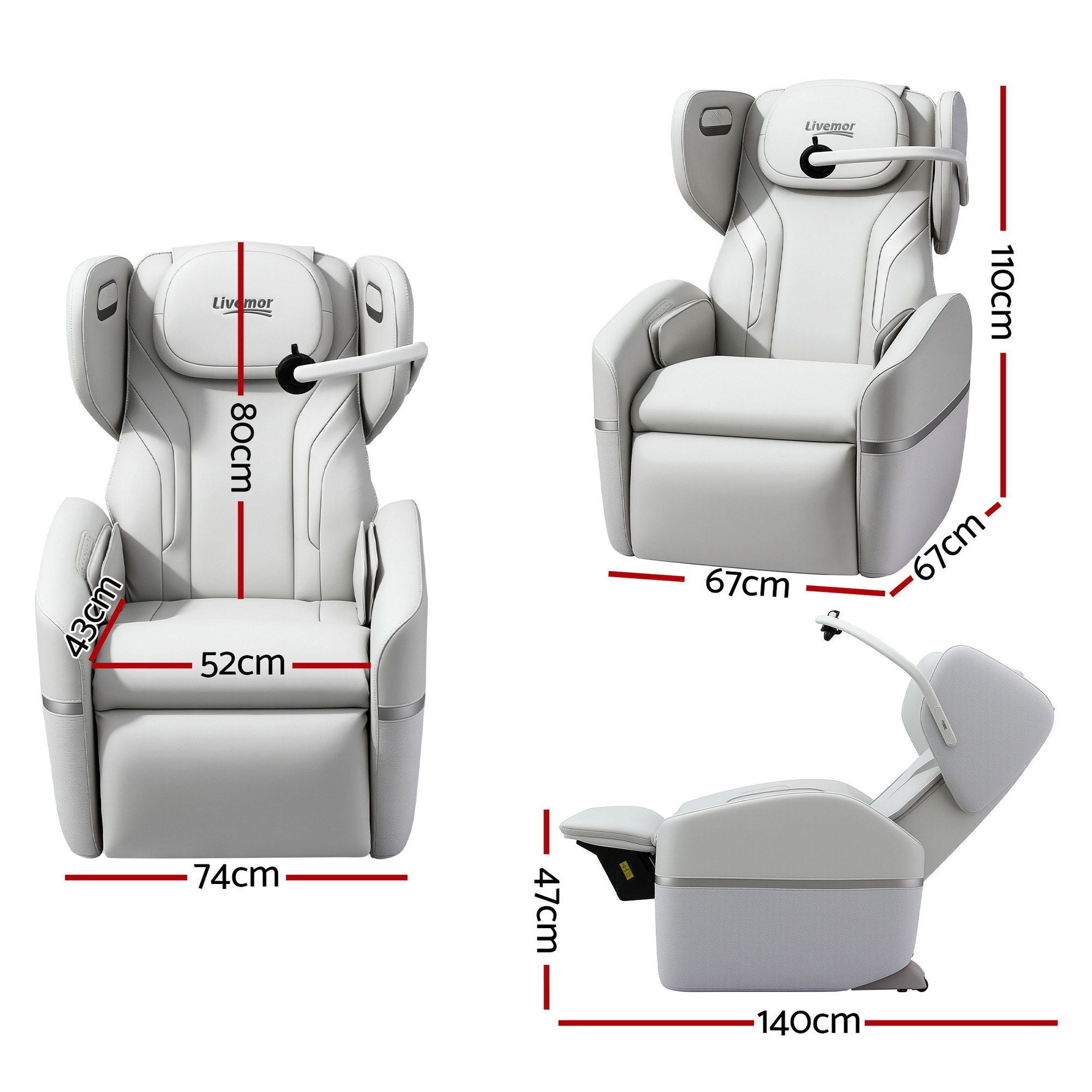 Livemor Massage Chair Electric Vibration Recliner Chair ZENO MASCHR-E-ZENO-BG