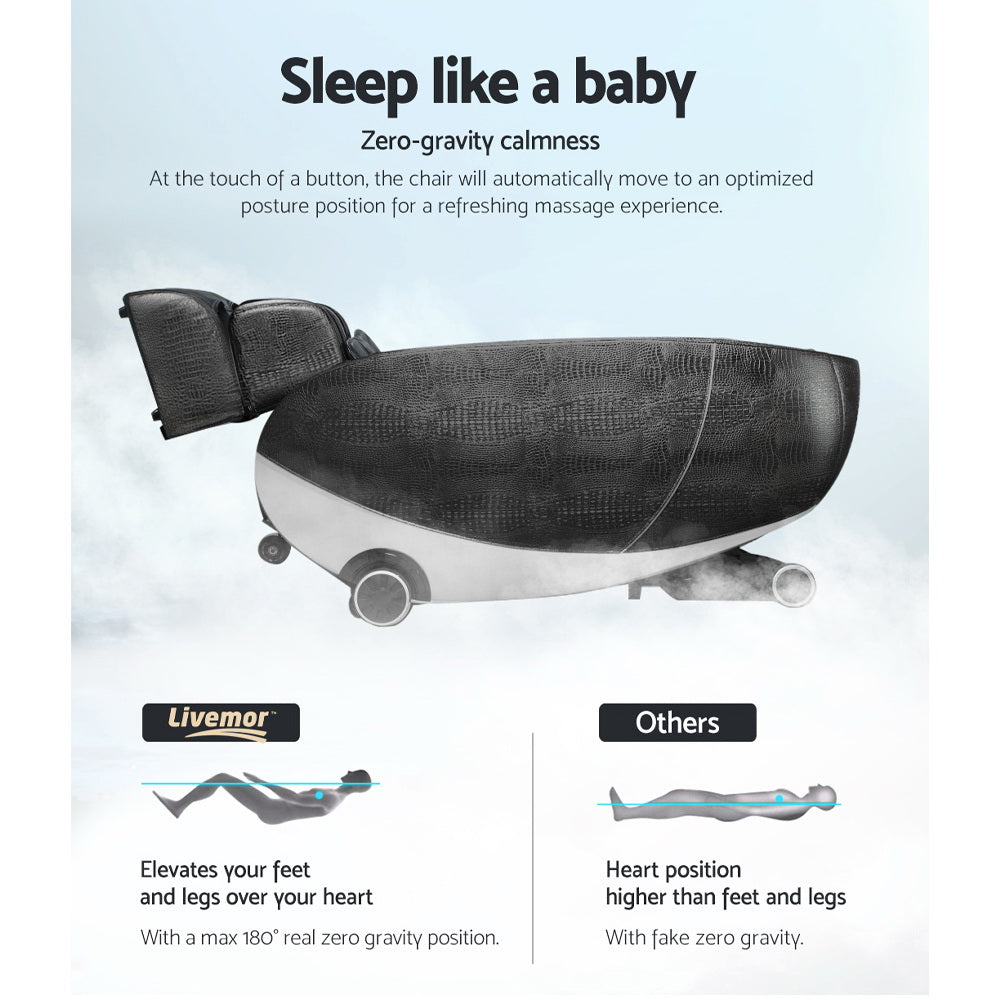 Livemor Massage Chair Electric Recliner SL-track Massager Hestia MASCHR-EGG-BK