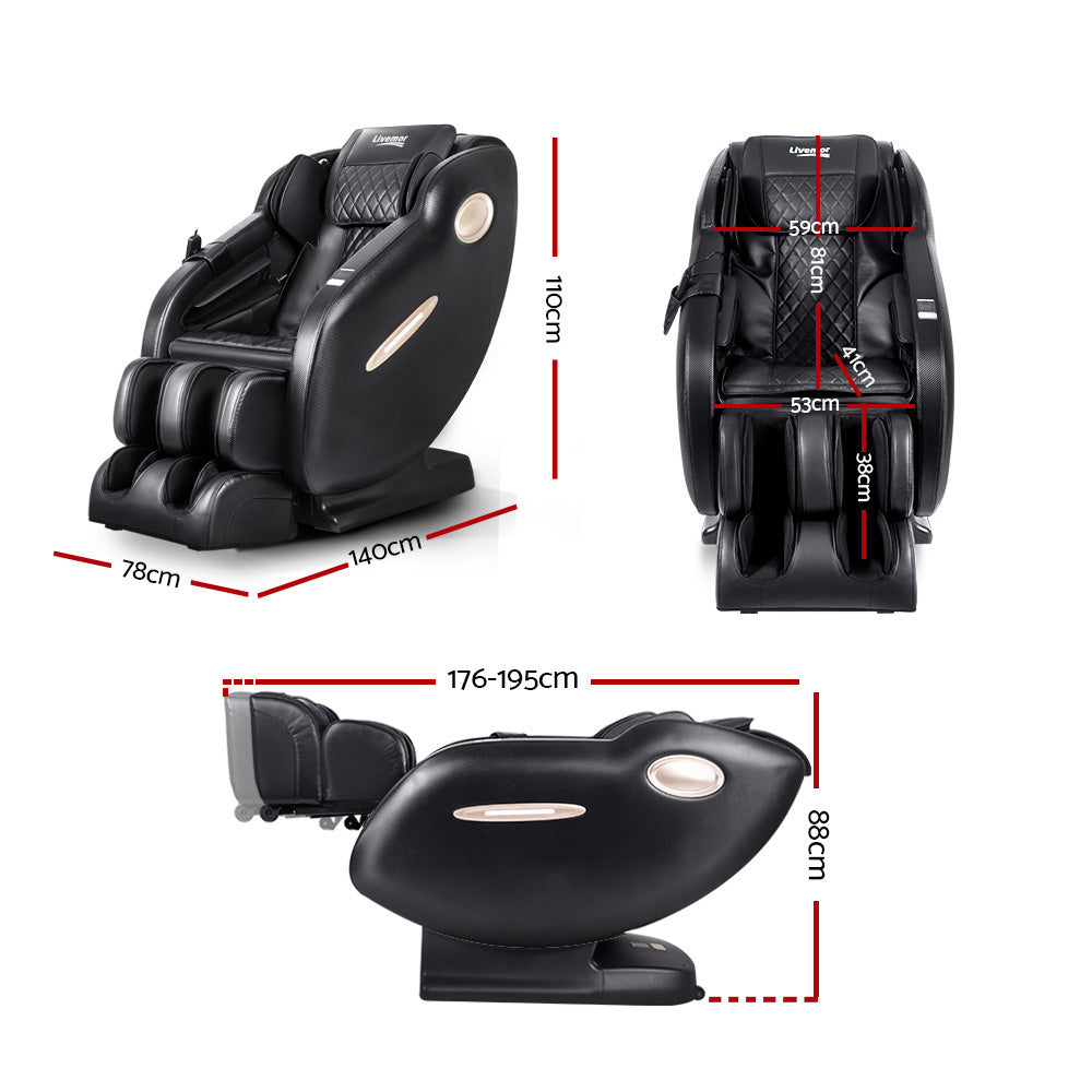 Livemor Massage Chair Electric Recliner Massager Black Ozeni MASCHR-SMT-O-FUBK