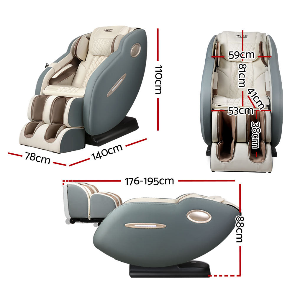 Livemor Massage Chair Electric Recliner Massager Grey Ozeni MASCHR-SMT-O-NVCR