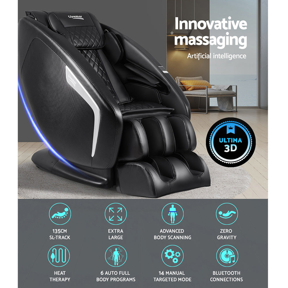 Livemor 3D Massage Chair Electric Recliner Massager Delmue MASCHR-TOP-D-FUBK