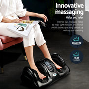 Livemor 8-nodes Full Back Massage Seat Cushion Heating With Foot Massagers MASSAGE-11-BARON-BK
