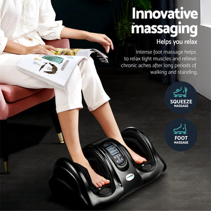 Livemor 8-nodes Full Back Massage Seat Cushion Heating With Foot Massagers MASSAGE-11-BARON-BK