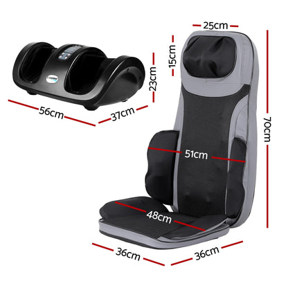 Livemor Full Back Massage Seat Cushion Heating With Kneading Foot Massagers MASSAGE-188-BARON-BK