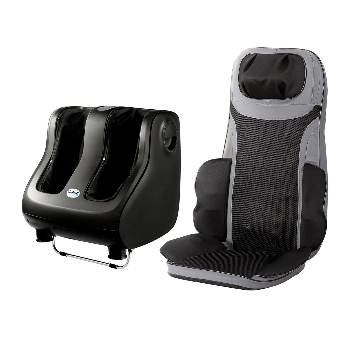 Livemor Full Back Massage Seat Cushion Heating With 360 degrees Foot Massagers MASSAGE-288-BARON-BK