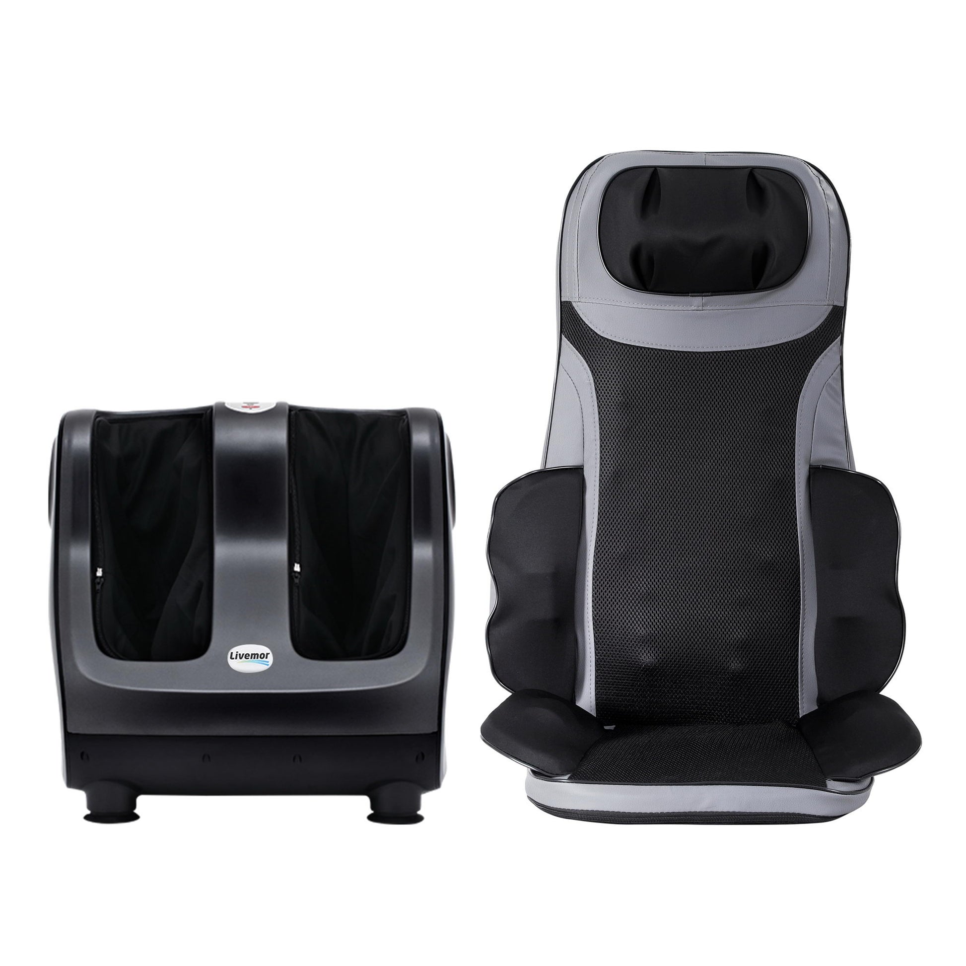 Livemor Full Back Massage Seat Cushion Heating With 360 degrees Foot Massagers MASSAGE-288-BARON-BK