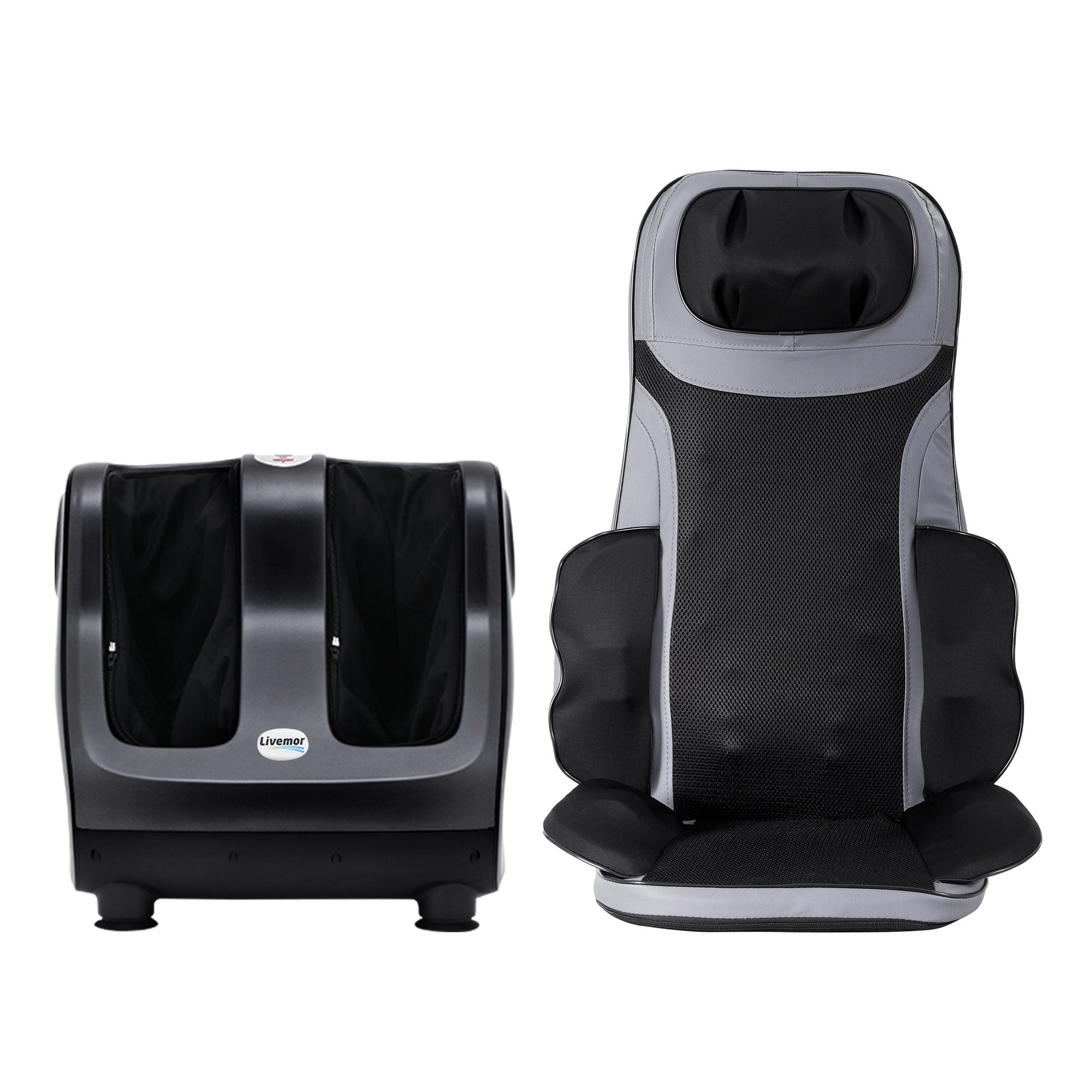 Livemor Full Back Massage Seat Cushion Heating With 360 degrees Foot Massagers MASSAGE-288-BARON-BK
