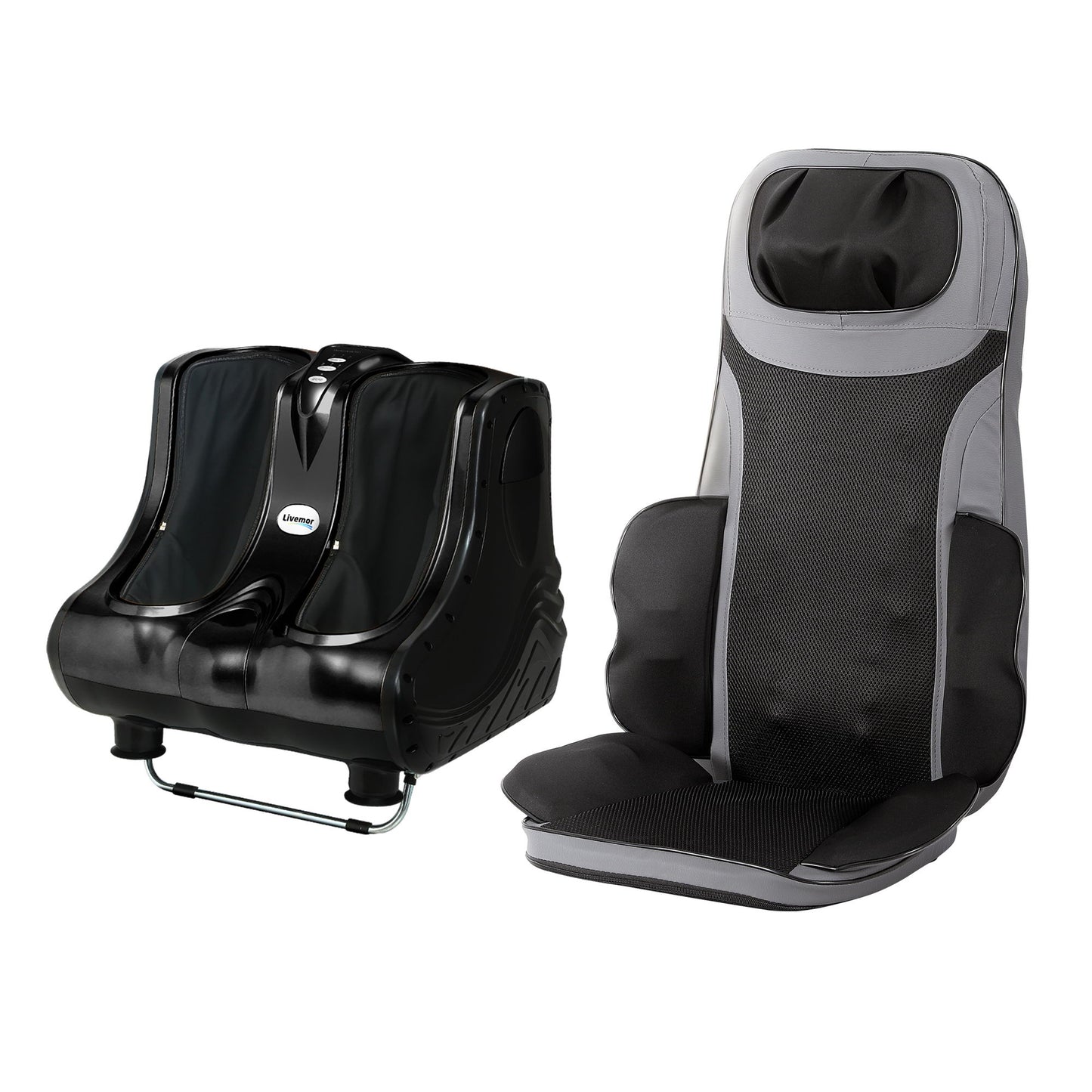 Livemor Massage Cushion Heating Massage Seats With Calf Foot Massager MASSAGE-LF03-BARON-BK