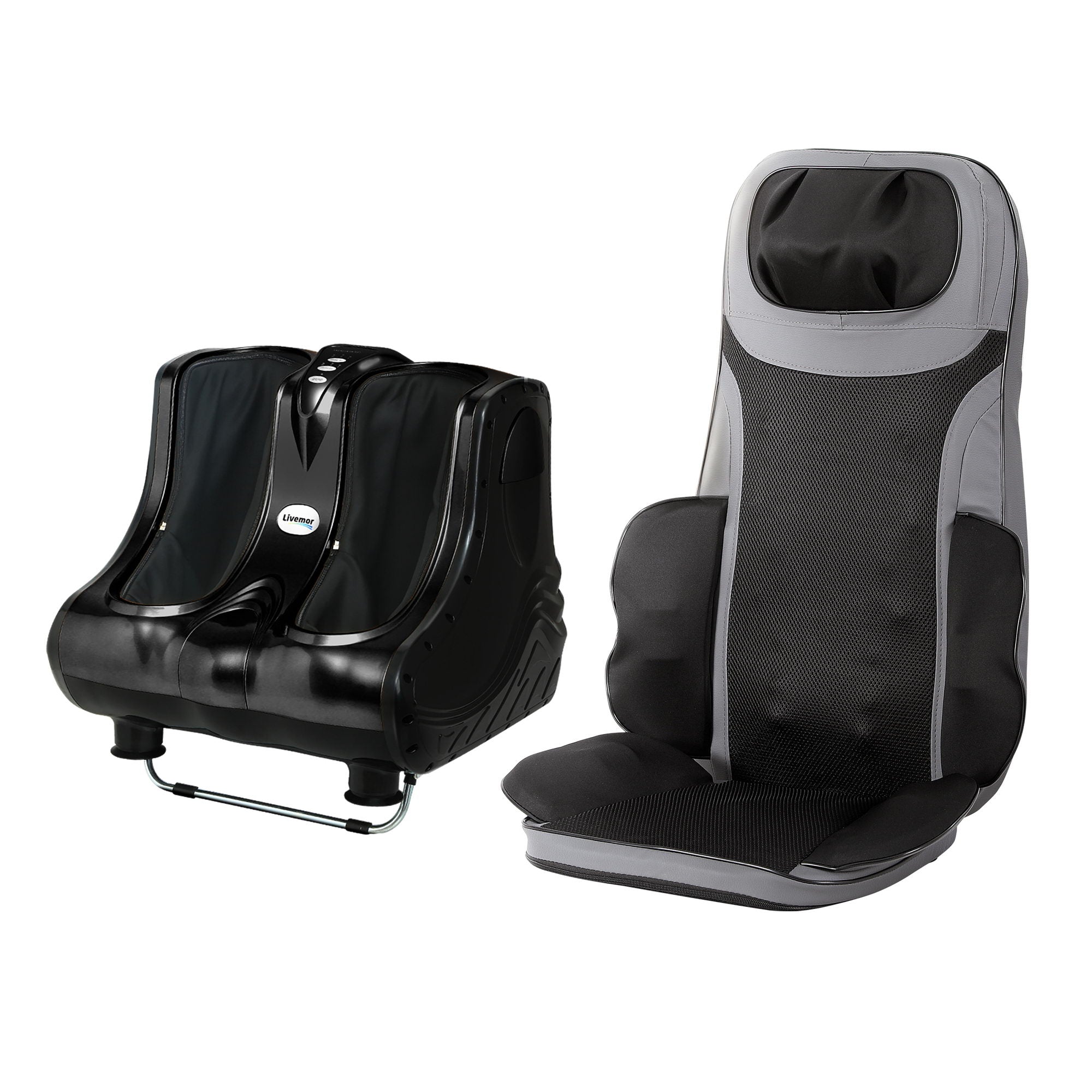 Livemor Massage Cushion Heating Massage Seats With Calf Foot Massager MASSAGE-LF03-BARON-BK