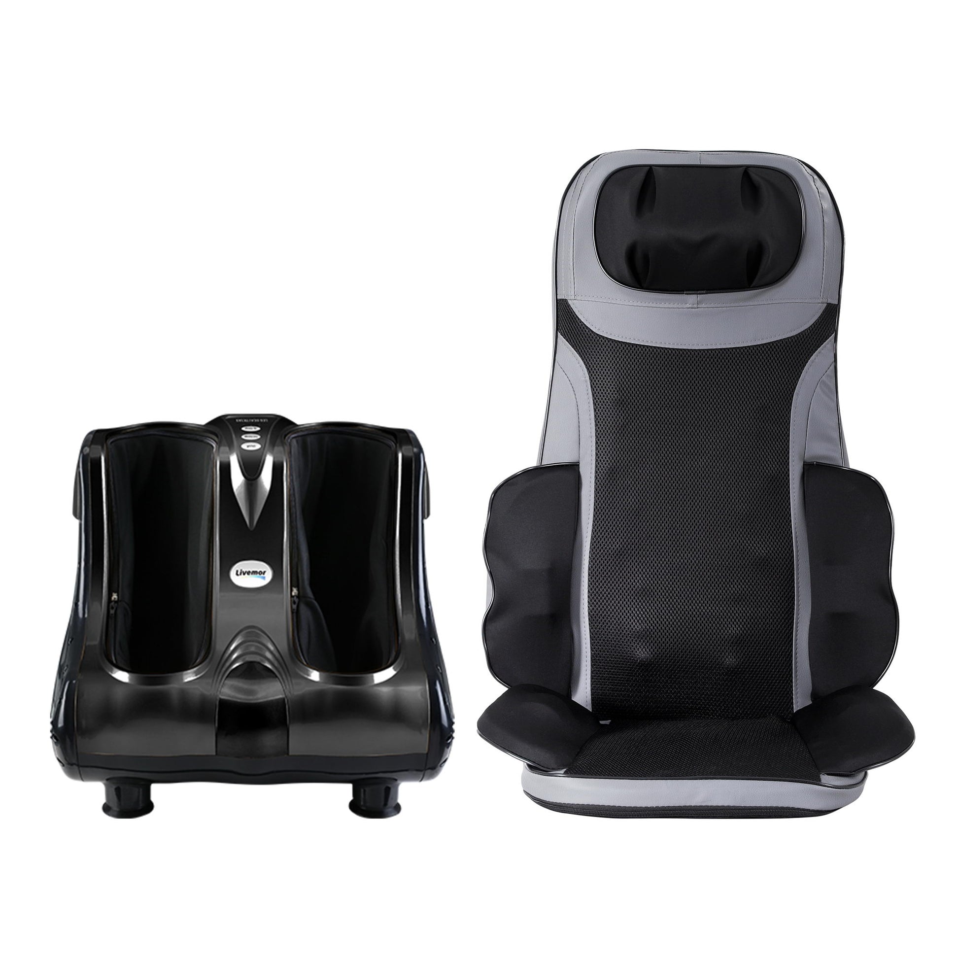 Livemor Massage Cushion Heating Massage Seats With Calf Foot Massager MASSAGE-LF03-BARON-BK