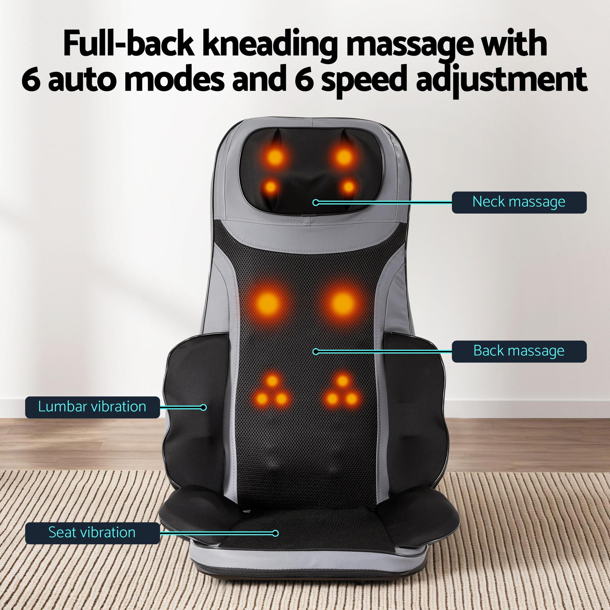 Livemor Massage Cushion Heating Massage Seats With Calf Foot Massager MASSAGE-LF03-BARON-BK