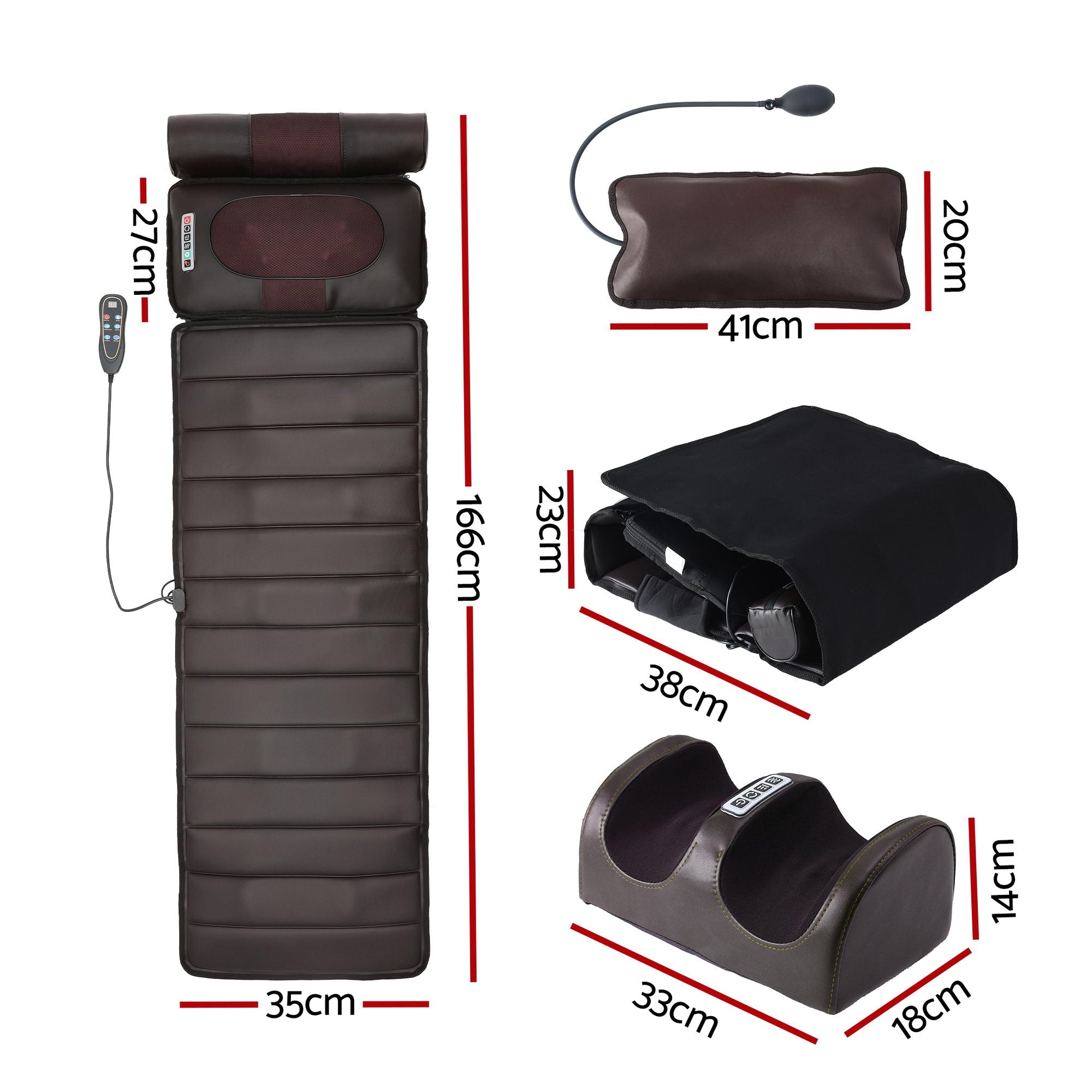 Livemor Massage Mat Kneading Neck Foot Massager Heated Vibration Airbag Mattress MASSAGE-MAT-02-PU-BR