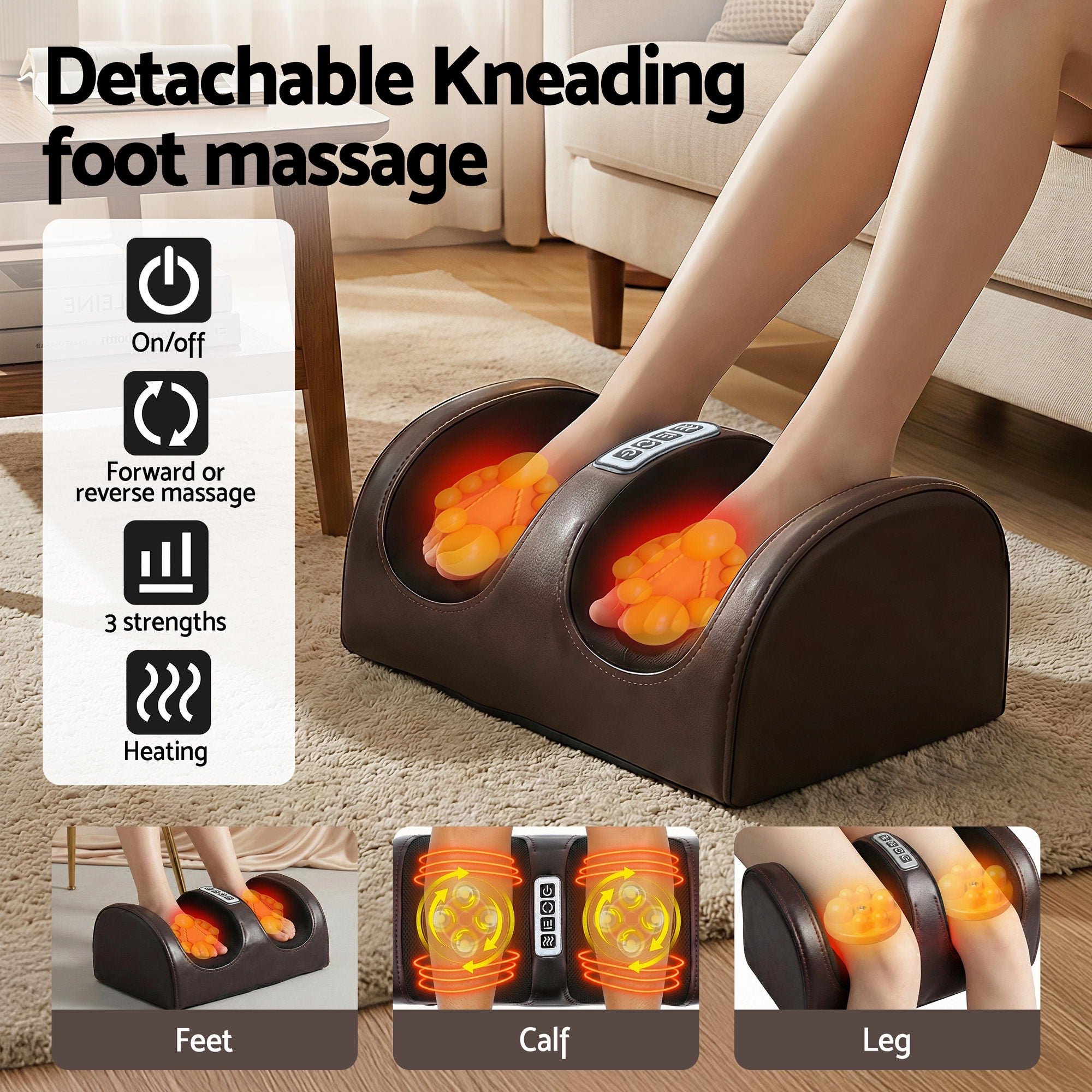 Livemor Massage Mat Kneading Neck Foot Massager Heated Vibration Airbag Mattress MASSAGE-MAT-02-PU-BR
