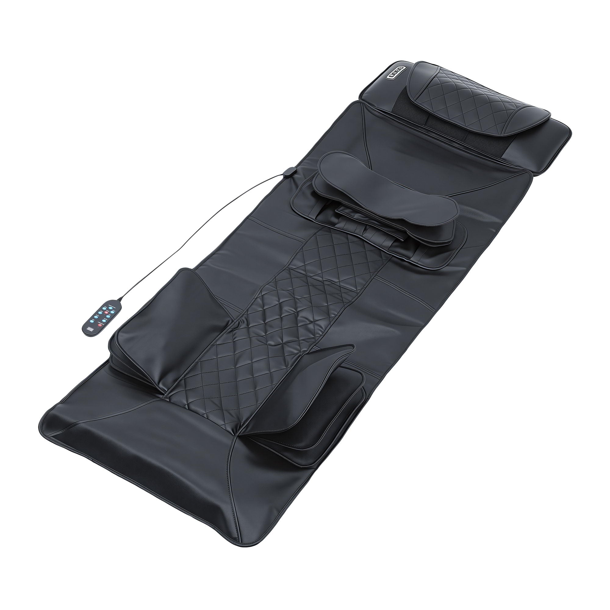 Livemor Massage Mat Heated Kneading Neck Massager Lumbar Airbag Stretch MASSAGE-MAT-04-PU-BK