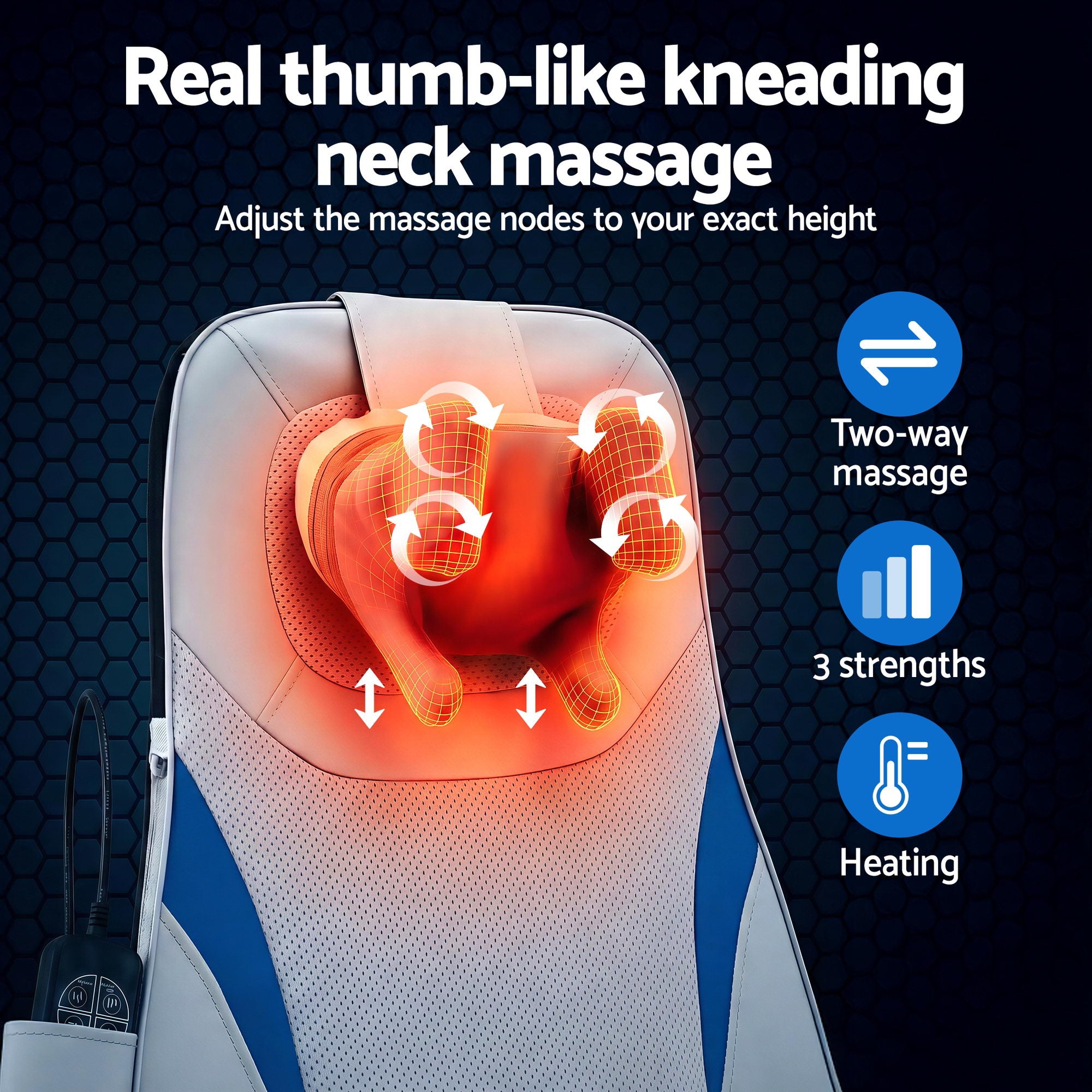Livemor Full Back Massage Cushion 3D Kneading Heating Massage Seats MASSAGE-SEAT-BIRO-GY