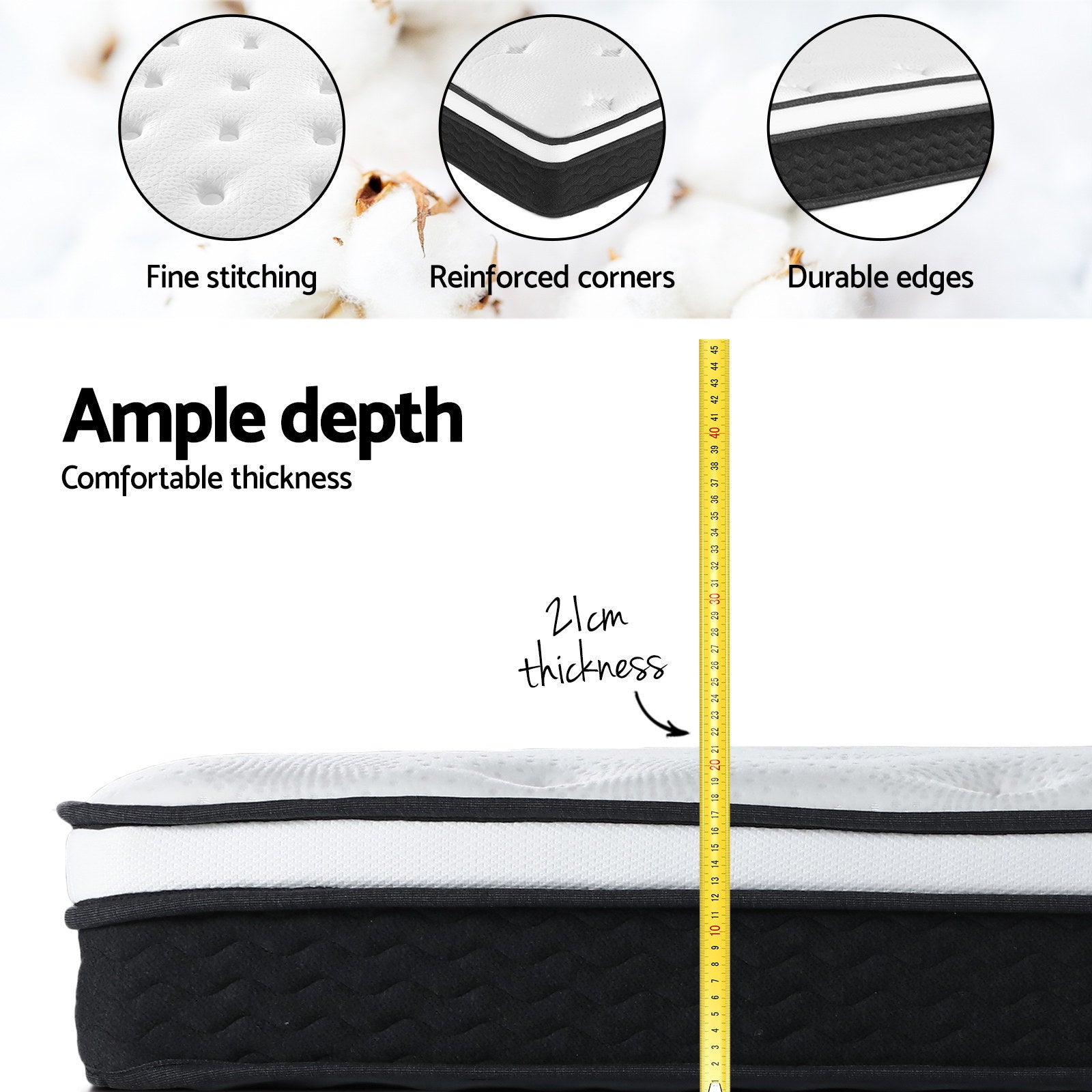 Giselle Bedding 21cm Mattress Euro Top Single MATTRESS-0505-BET21-S
