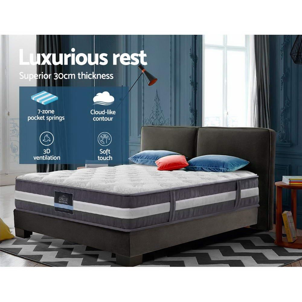Giselle Bedding 30cm Mattress Pocket Spring King MATTRESS-0606-K