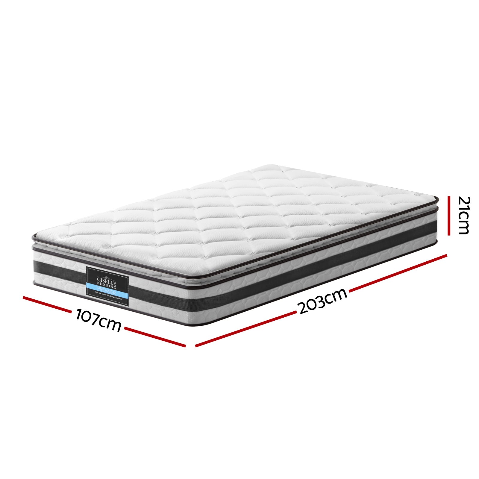 Giselle Bedding 21cm Mattress Pillow Top King Single MATTRESS-0754-PT-KS