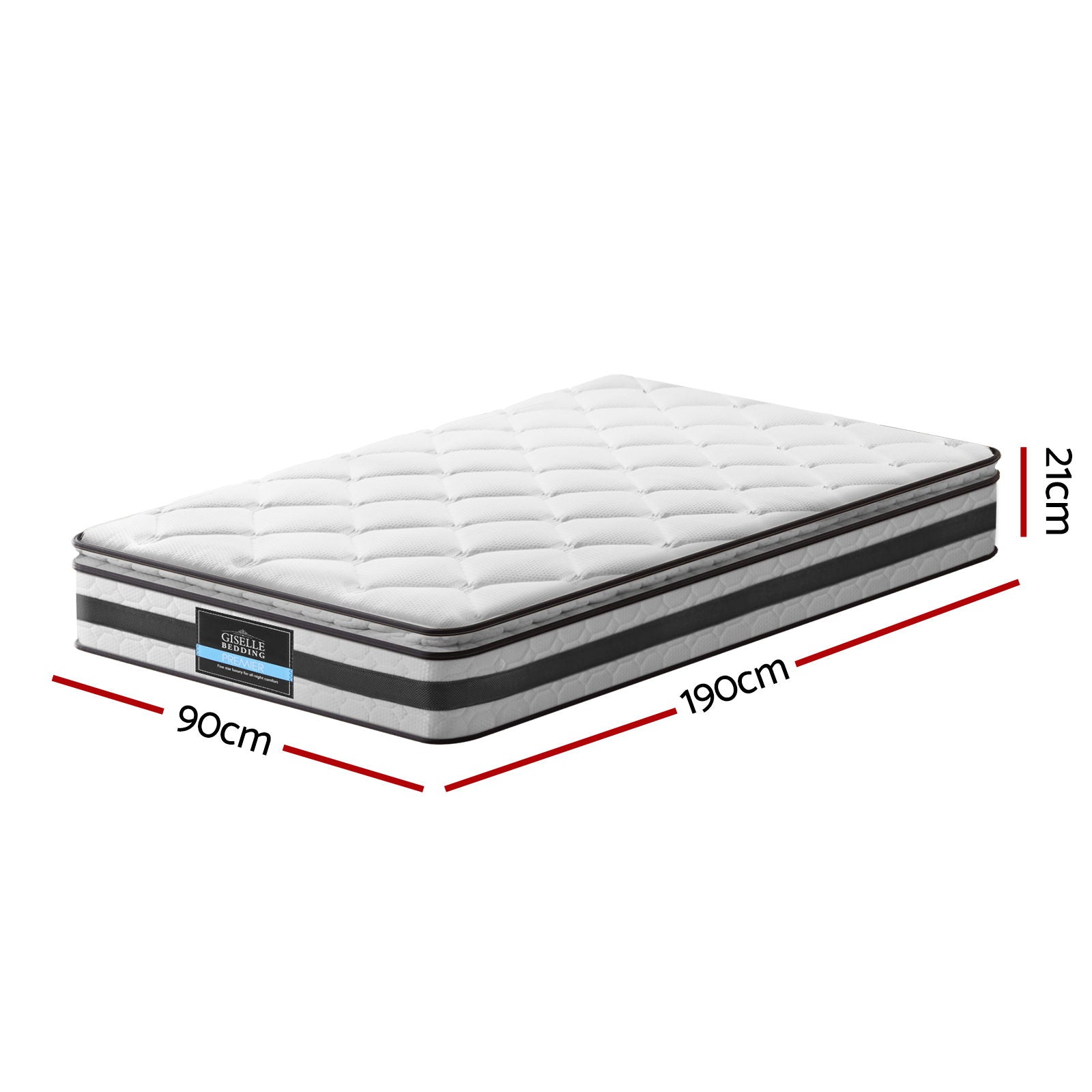 Giselle Bedding 21cm Mattress Pillow Top Single MATTRESS-0754-PT-S