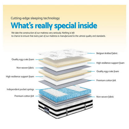 Giselle Bedding 34cm Mattress Euro Top Pocket Spring Double MATTRESS-0908-DOUBLE