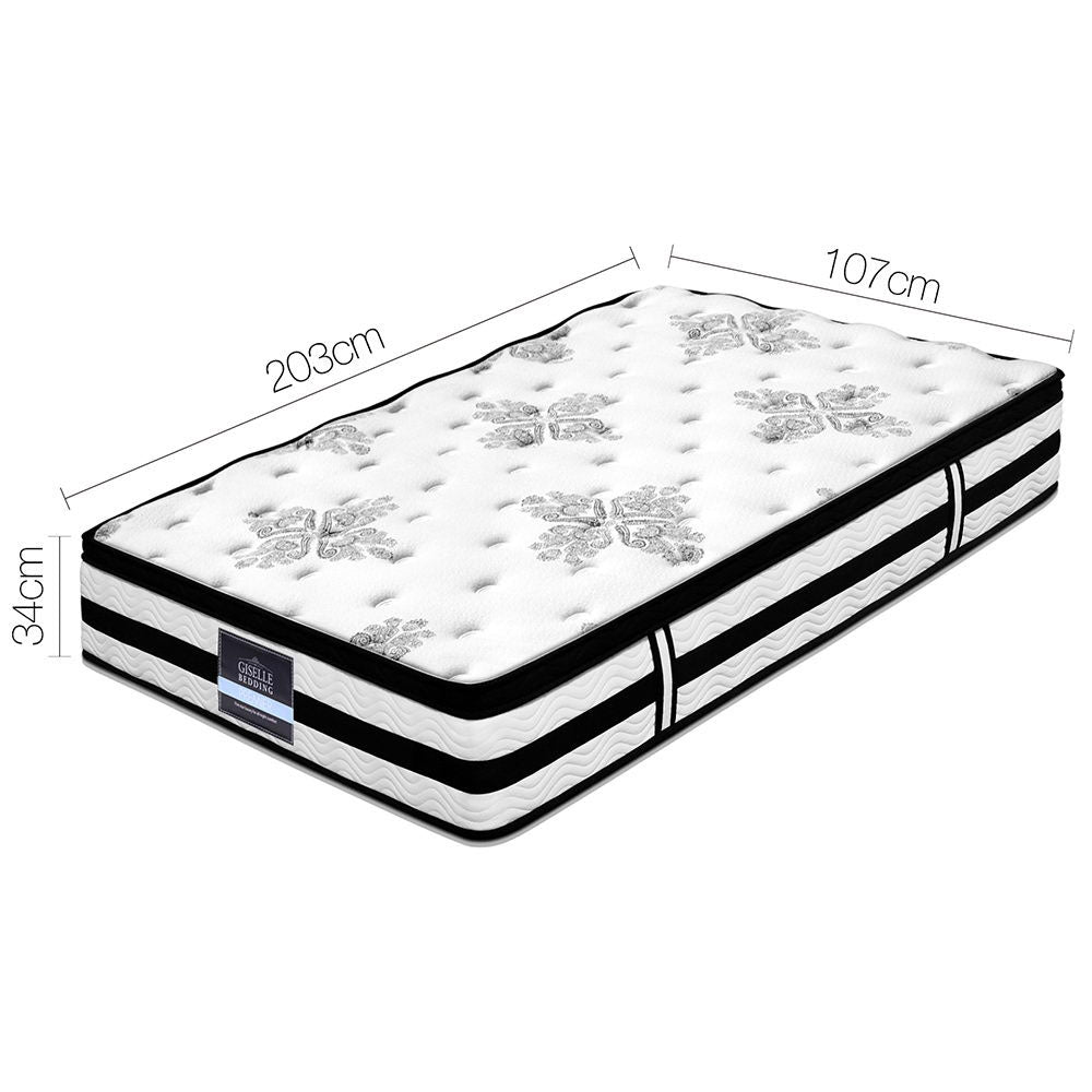 Giselle Bedding 34cm Mattress Euro Top Pocket Spring King Single MATTRESS-0908-KS