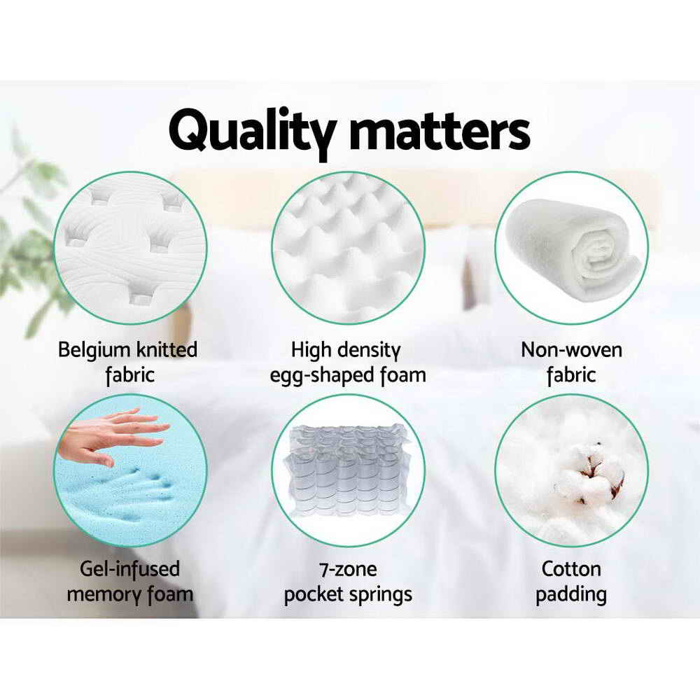 Giselle Bedding 34cm Mattress Cool Gel Memory Foam 7 Zone Queen MATTRESS-8602-Q153