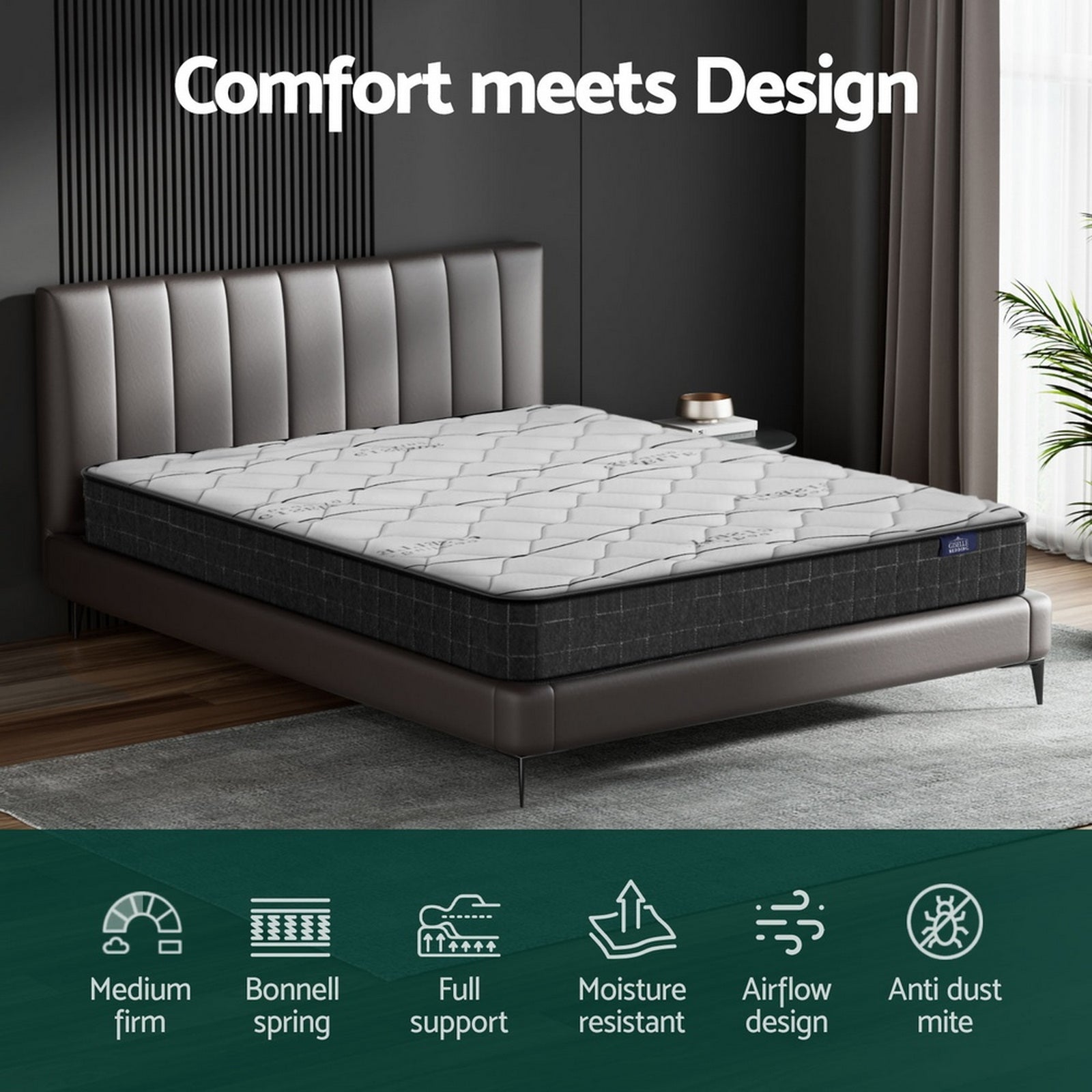 Giselle Bedding 16cm Mattress Medium Firm King MATTRESS-B-GLAY-K