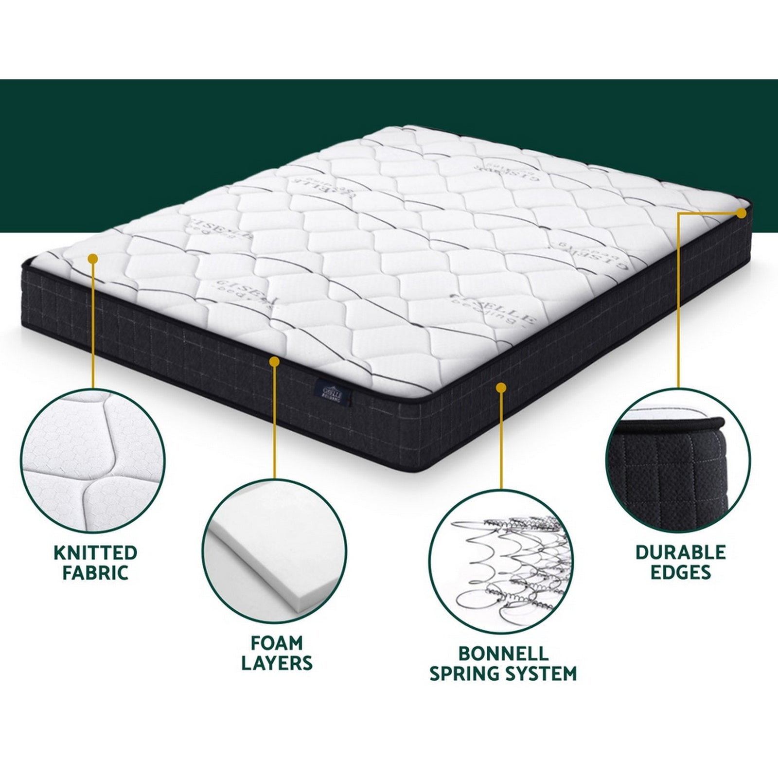 Giselle Bedding 16cm Mattress Medium Firm King MATTRESS-B-GLAY-K